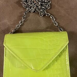 Urban Outfitters Neon / Lime Green Croc-Embossed Crossbody Bag